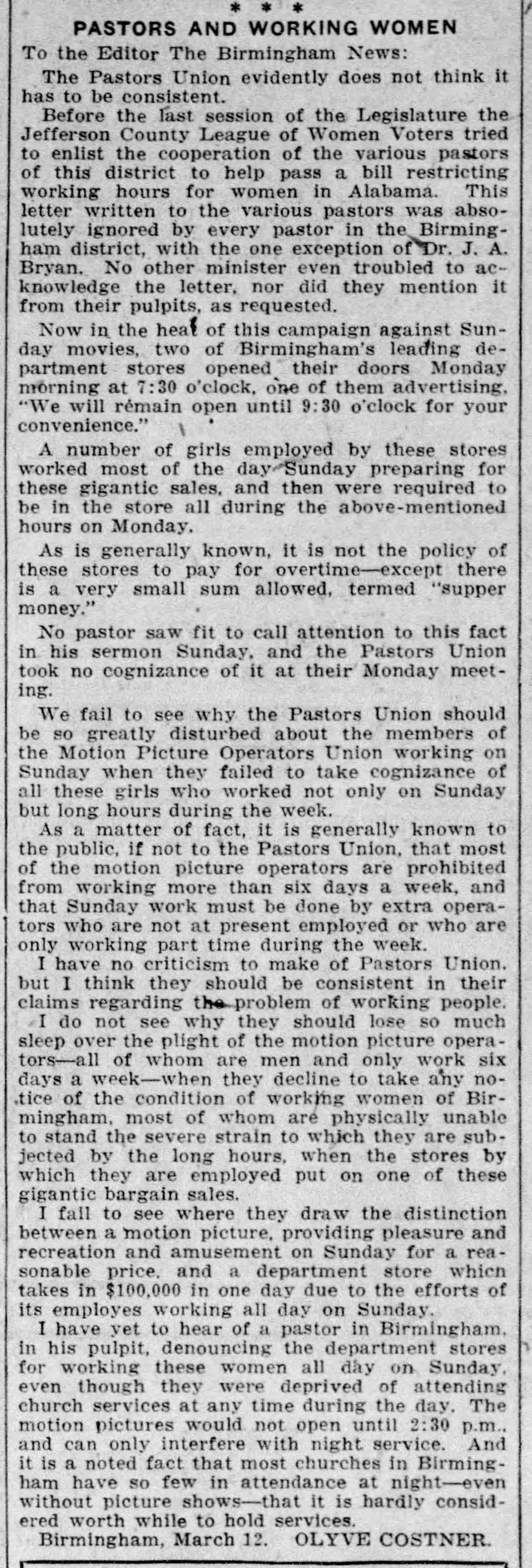 Pastors and Working Women